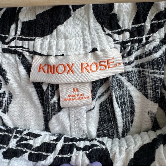 Knox Rose Black & White Floral Drawstring Pants - Size M - Picture 7 of 8